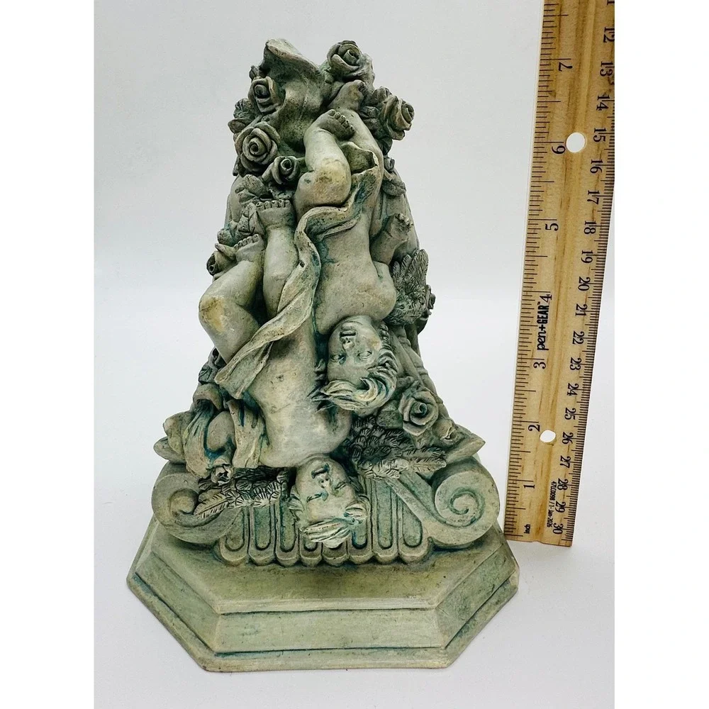 Wangs International Cherub Corbel Wall Shelf Pair Verdigris Resin WMC13